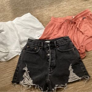 3 pair of shorts. PACSUN, Nike and Roxy